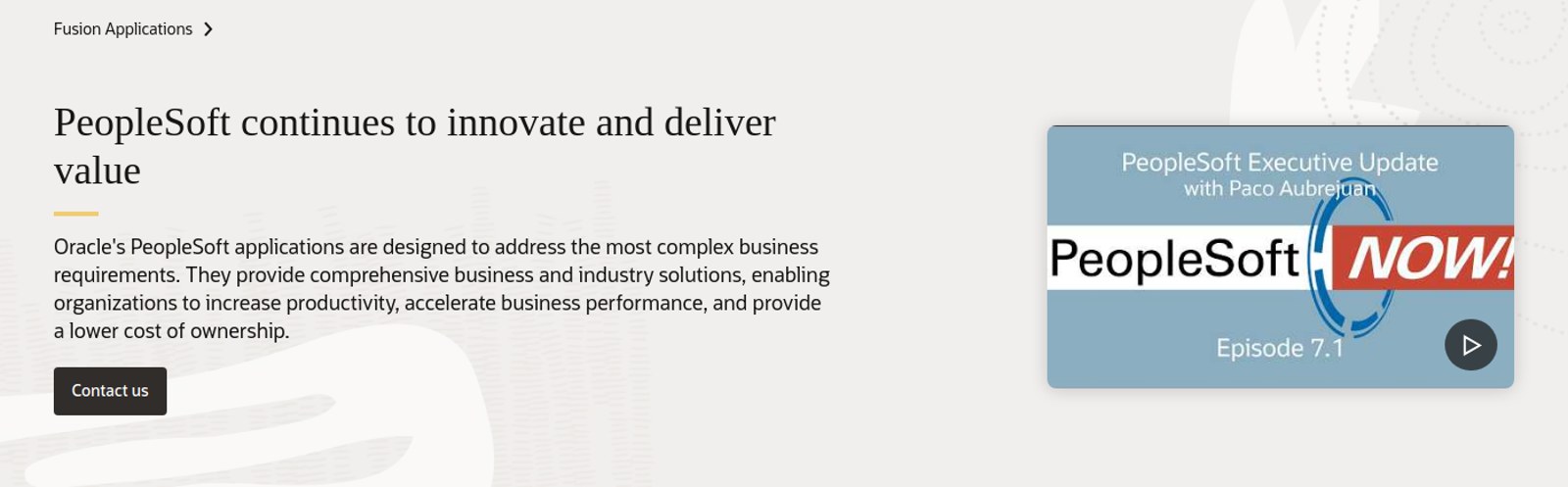 Oracle's official PeopleSoft product page